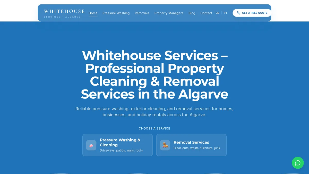 Whitehouse Services website on a laptop